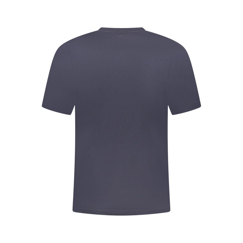 K-WAY Blue Cotton Men T-Shirt with crew neck and short sleeves, featuring stylish design and K-WAY logo, ideal for casual wear.