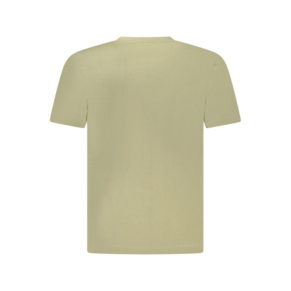 Hugo Boss Green Cotton Men TShirt, back view of stylish organic cotton tee with crew neck and relaxed fit.