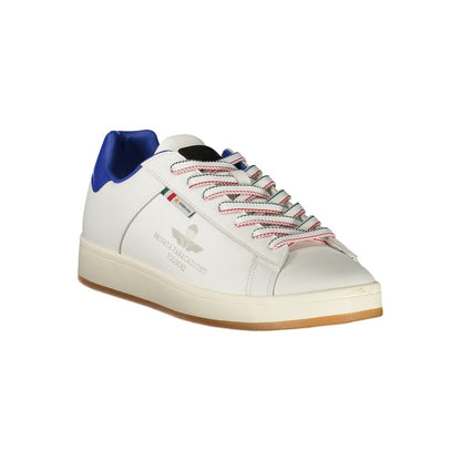 Esercito 1659 White Leather Men Sneaker with royal blue accents and iconic logo, designed for style and performance.