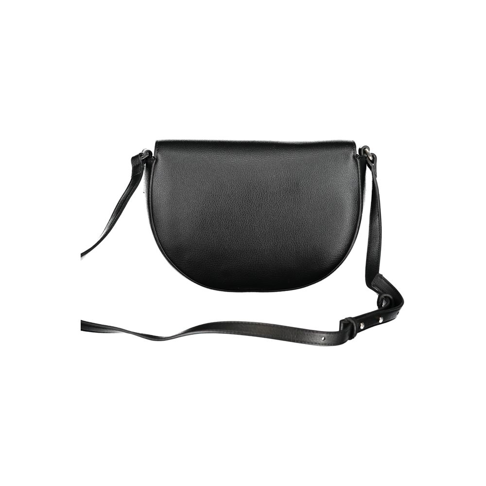 Calvin Klein Black Polyethylene Handbag with adjustable shoulder strap and magnetic closure, featuring internal card pocket and logo.