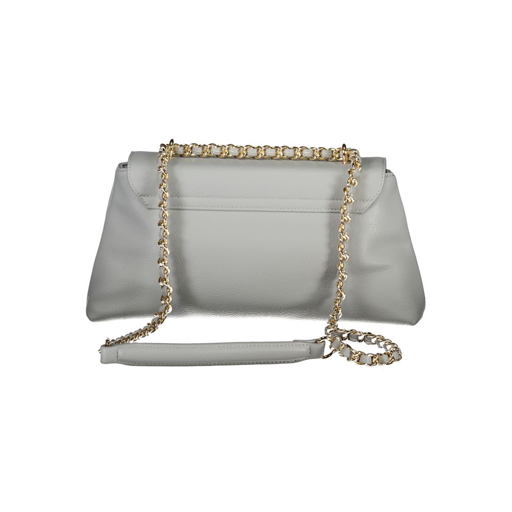 Mario Valentino Gray Polyethylene Handbag with chain shoulder strap, internal pocket, and clip closure