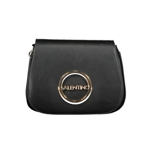 Mario Valentino Black Polyethylene Handbag with logo and adjustable strap, featuring 2 compartments and zip closure.