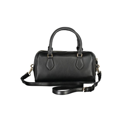 Mario Valentino Black Polyethylene Handbag with handles and removable strap