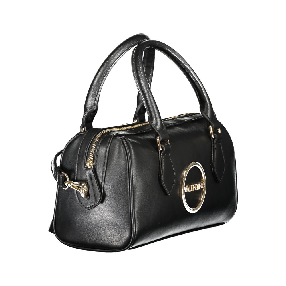 Mario Valentino Black Polyethylene Handbag with handles, adjustable strap, internal pockets, zip closure, and logo detail