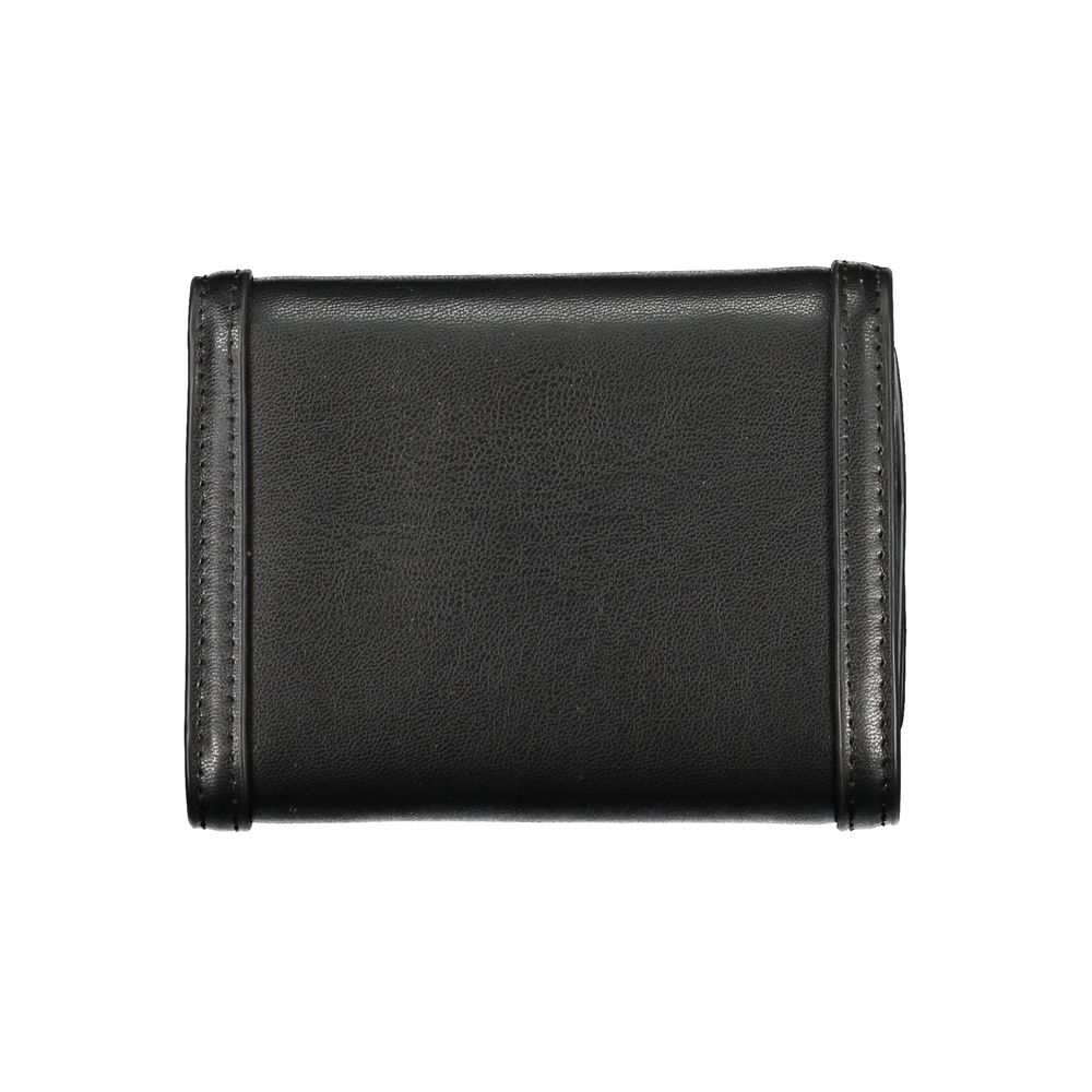Tommy Hilfiger Black Polyethylene Wallet with card slots, coin purse, contrasting details, zip and automatic closure, featuring logo.