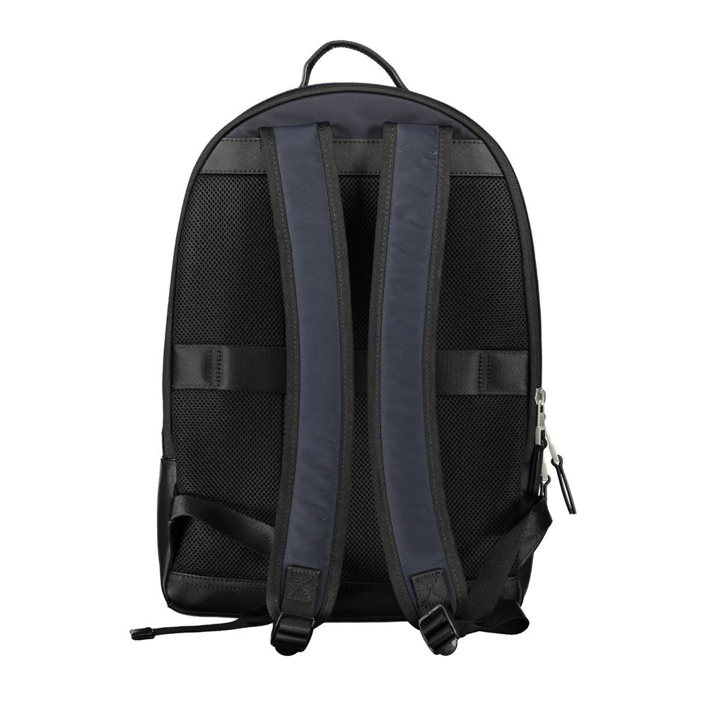Back view of Tommy Hilfiger Blue Polyester Backpack showing adjustable straps and handle.