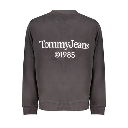Back view of Tommy Hilfiger Black Cotton Men Sweater with Tommy Jeans 1985 logo, showcasing sustainable fashion and modern style.