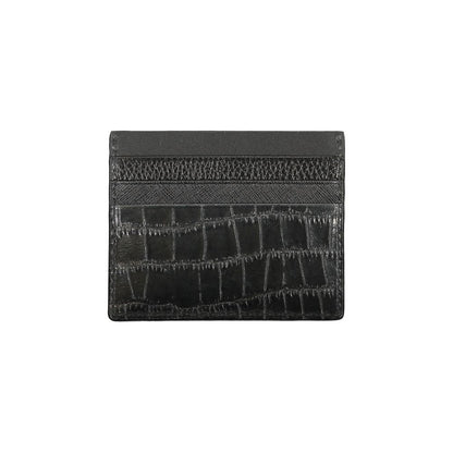 Tommy Hilfiger Black Leather Wallet with card holder and contrast details featuring logo, sleek design.