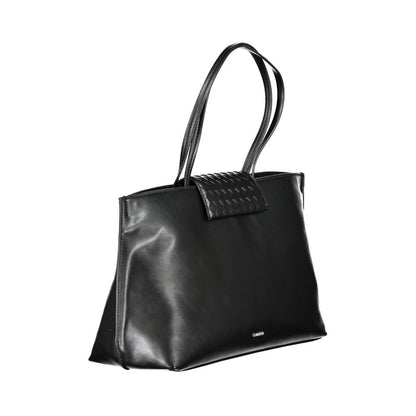 Calvin Klein Black Polyester Handbag with shoulder handles, internal pocket, contrast details, magnet closure, logo, eco-friendly material