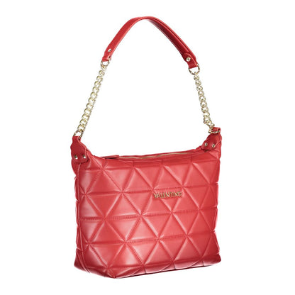 Mario Valentino Red Polyethylene Handbag with chain shoulder handle, adjustable strap, and zip closure.