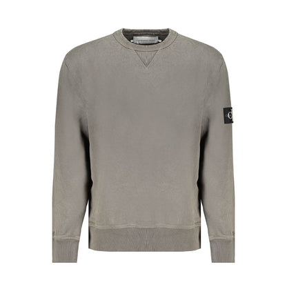 Calvin Klein Green Cotton Men Sweater - Crew neck design with iconic logo, made from 95% regenerative cotton. Stylish and eco-friendly choice.