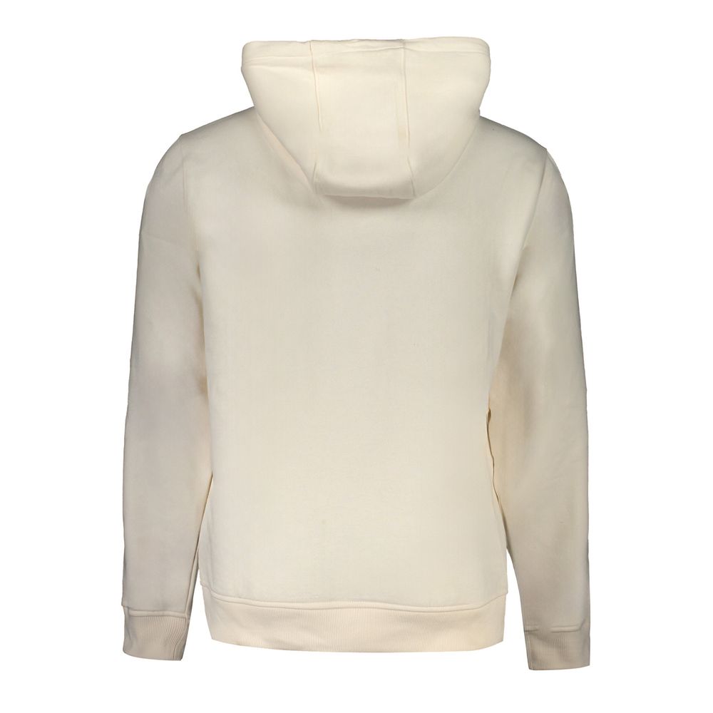Tommy Hilfiger White Cotton Men Sweater showcasing back view with hood and classic design.