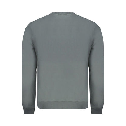 Back view of Napapijri Green Cotton Men Sweater showcasing long sleeves and crew neck design.