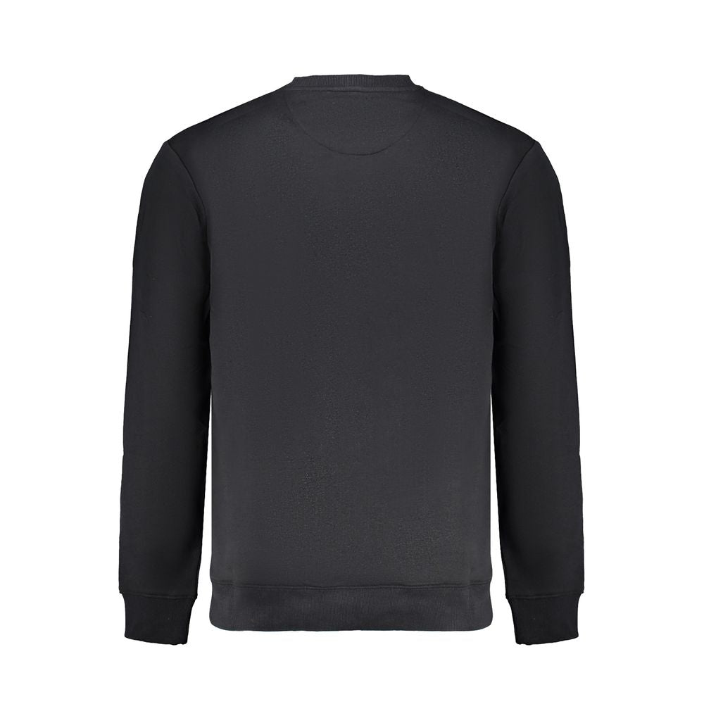 Back view of Lee Black Cotton Men Sweater showcasing simplicity and comfort in streetwear style.