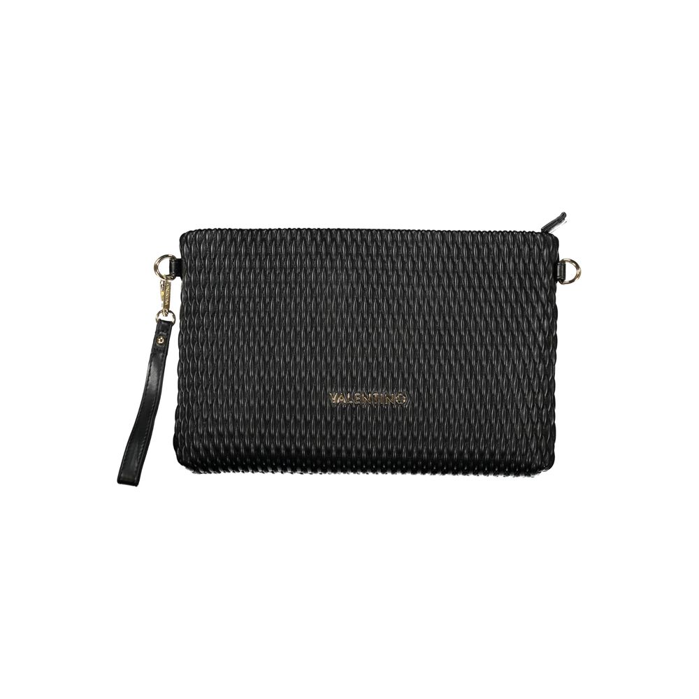 Mario Valentino Black Polyethylene Handbag with removable sleeve, adjustable strap, internal pocket, and zip closure.