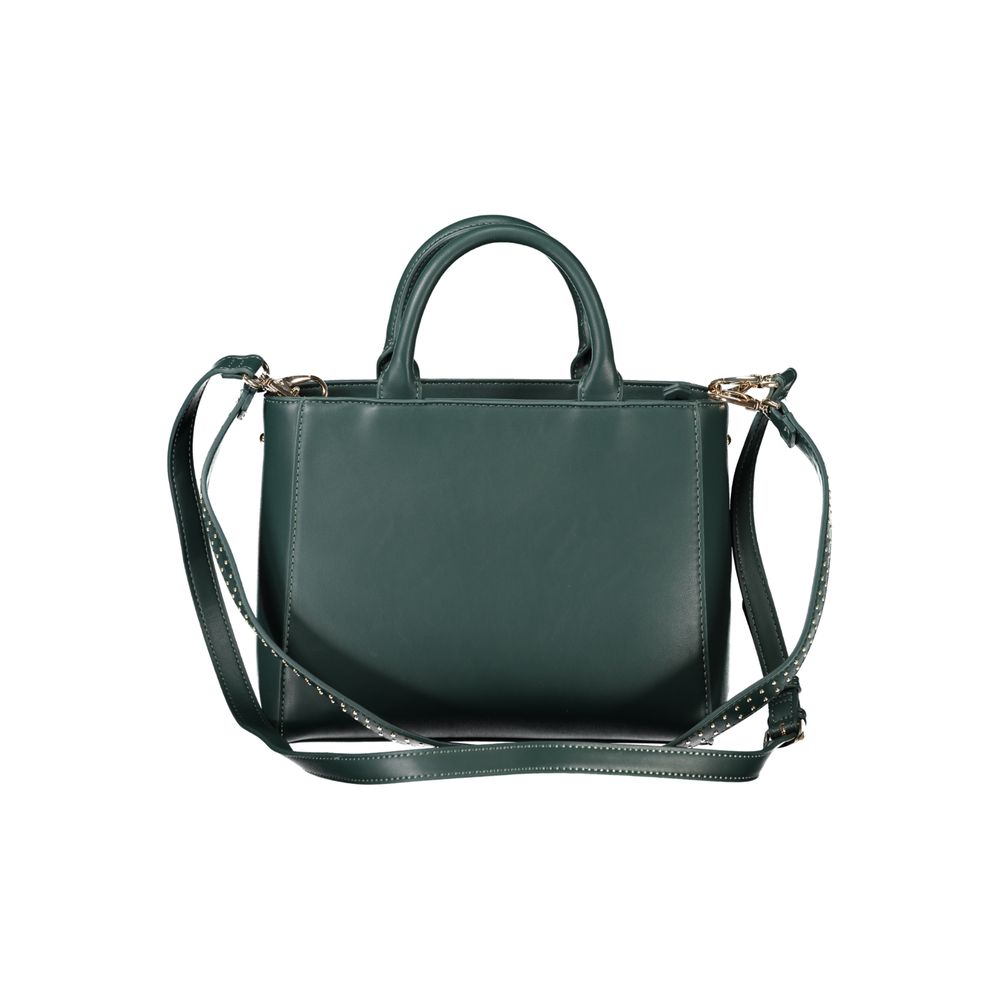 Mario Valentino Green Polyethylene Handbag with dual handles, removable shoulder strap, internal pocket, contrasting details, and zip closure.