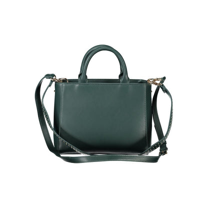 Mario Valentino Green Polyethylene Handbag with dual handles, removable shoulder strap, internal pocket, contrasting details, and zip closure.