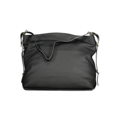 Mario Valentino Black Polyethylene Handbag with adjustable shoulder handle, contrasting details, and zip closure