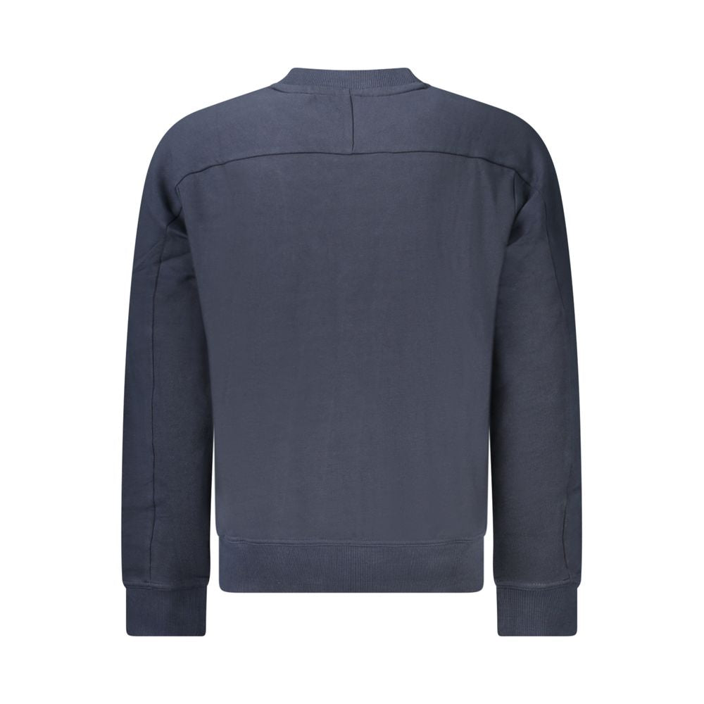Back view of Hugo Boss Blue Cotton Men Sweater showcasing sleek design and premium organic cotton fabric.
