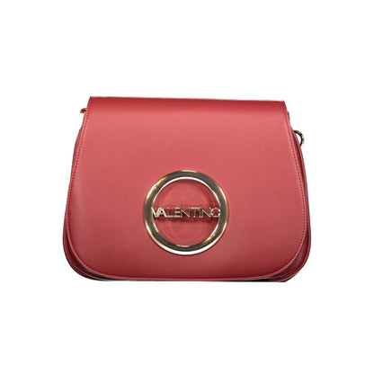 Mario Valentino Red Polyethylene Handbag with logo, adjustable strap, two compartments, and internal pockets. Stylish and versatile.