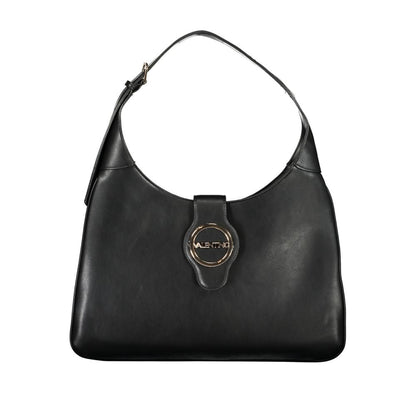 Mario Valentino Black Polyethylene Handbag with adjustable handle and logo, featuring 2 internal pockets and zip closure