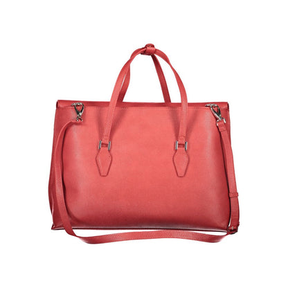 Mario Valentino Red Polyethylene Handbag with strap and pockets.