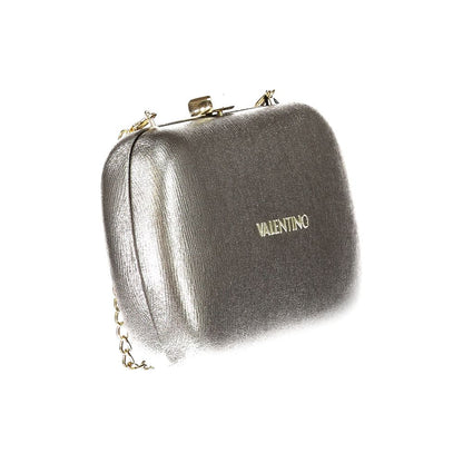 Mario Valentino Gray Polyethylene Handbag with removable chain shoulder strap and snap closure
