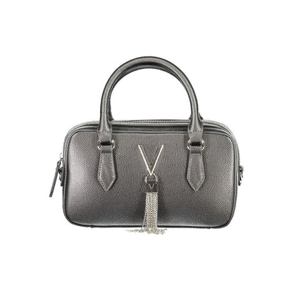 Mario Valentino Gray Polyethylene Handbag with handles, adjustable shoulder strap, internal pockets, contrasting details, and zip closure.