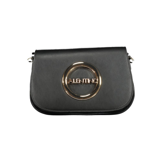 Mario Valentino Black Polyethylene Handbag with adjustable strap, internal pockets, zip closure, and logo detail