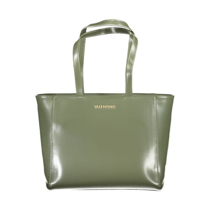 Mario Valentino Green Polyethylene Handbag with two handles, internal pocket, phone space, zip closure, and logo.