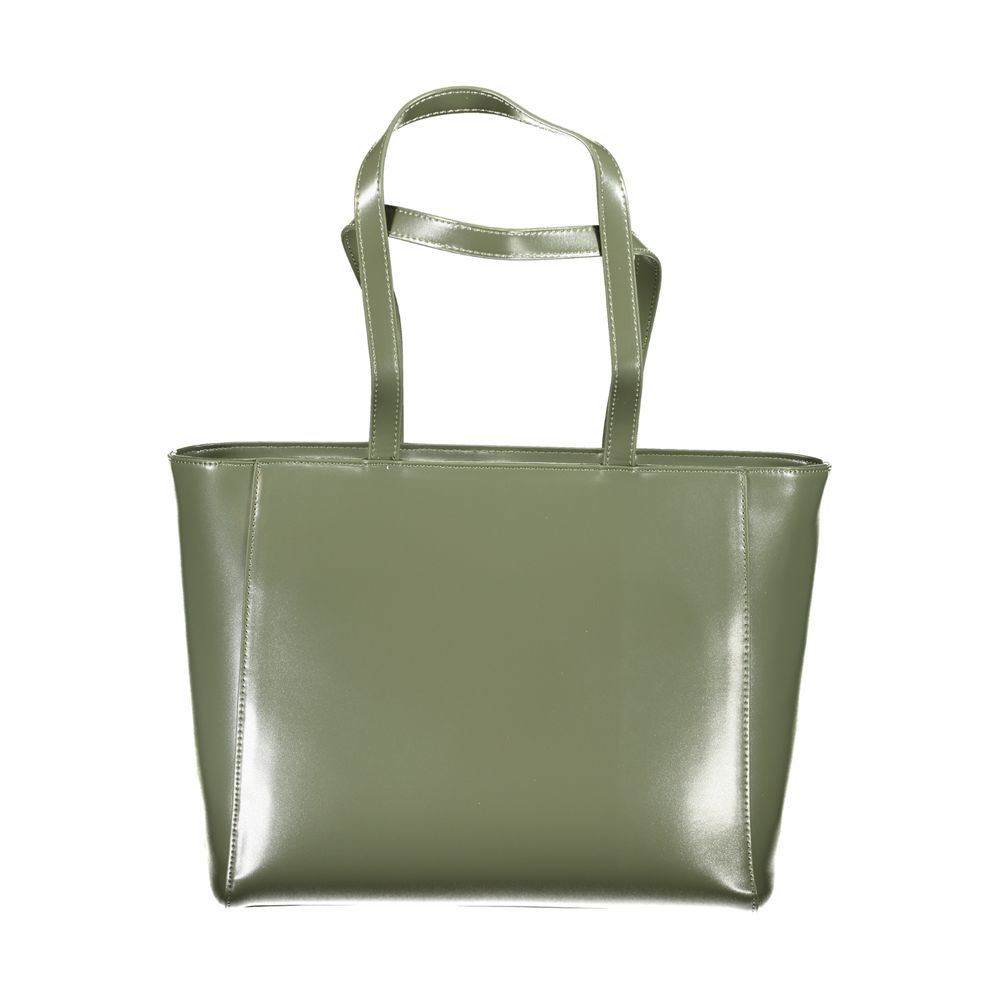 Mario Valentino Green Polyethylene Handbag with 2 handles, internal pocket, phone space, and zip closure featuring logo, recycled material.