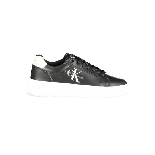 Calvin Klein Black Polyester Sneaker with contrast details, logo, and laces, made of 50% recycled thermoplastic rubber.