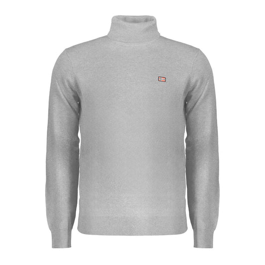 Norway 1963 Gray Polyester Sweater, long-sleeved turtleneck with embroidery and logo.