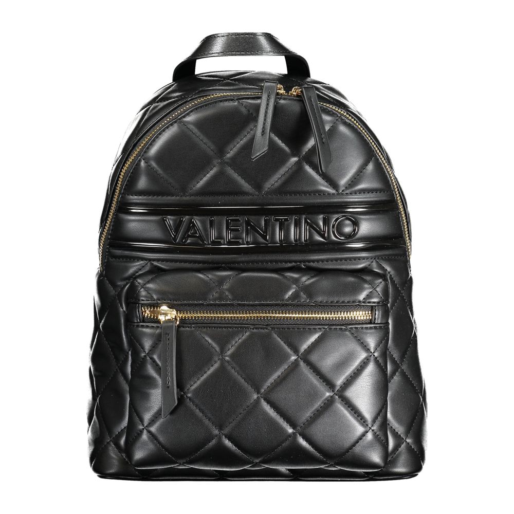 Mario Valentino Black Polyethylene Backpack with handle, adjustable straps, external and internal pockets, zip closure, contrasting details.