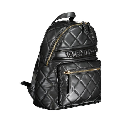 Mario Valentino Black Polyethylene Backpack with handle, adjustable straps, external and internal pocket, zip closure, logo detailing.