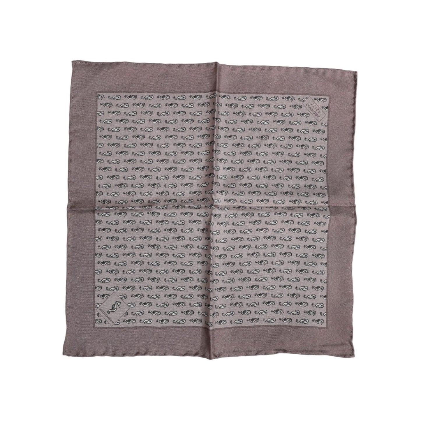 Dolce & Gabbana Brown Sea Horse Silk Square Foulard Scarf