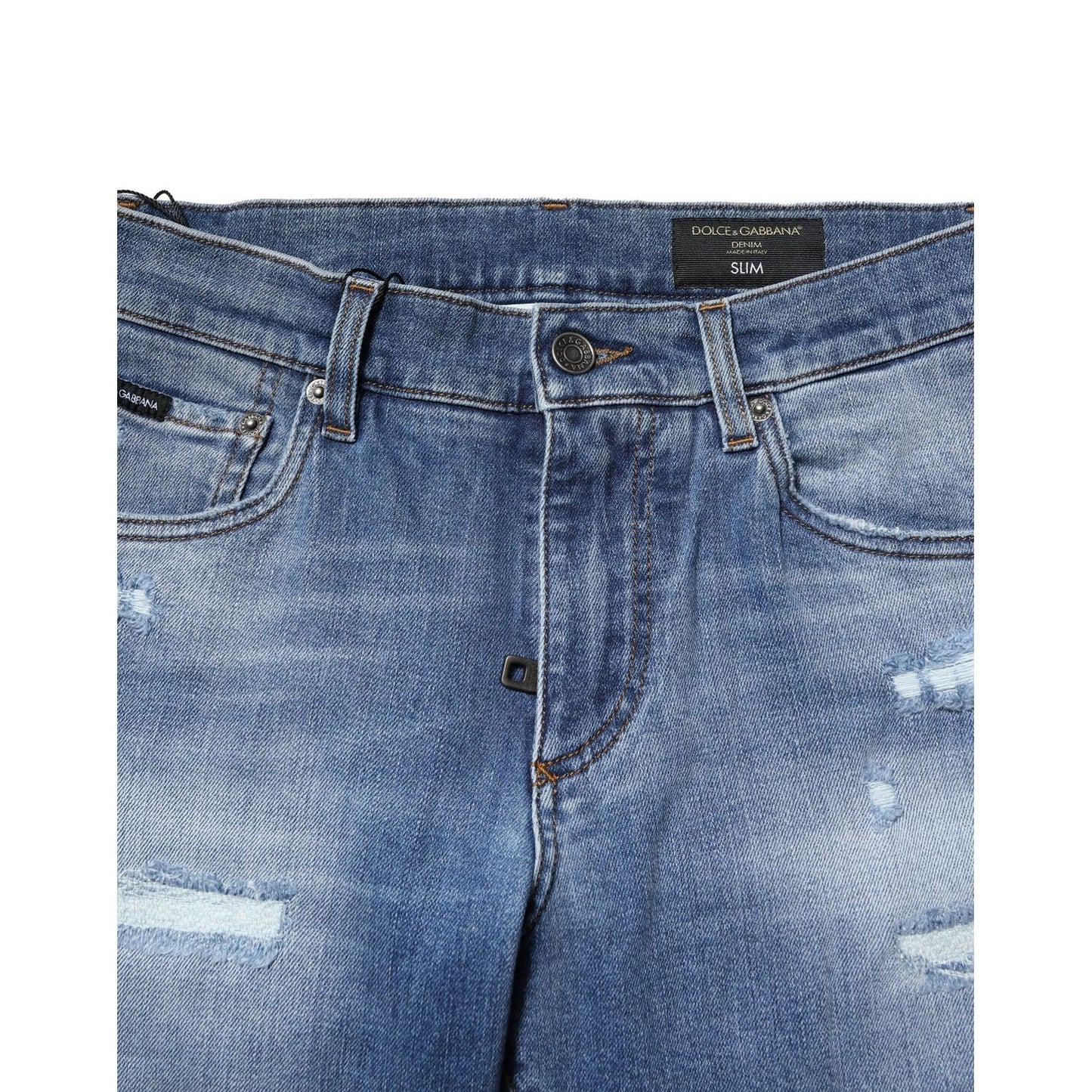 Dolce & Gabbana Blue Washed Cotton Skinny Men Denim Jeans