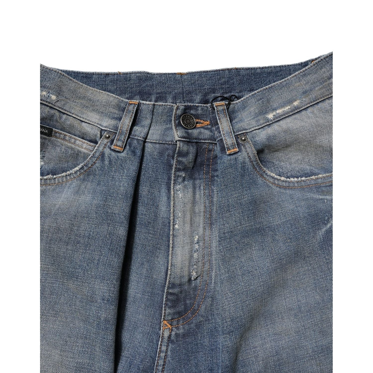Dolce & Gabbana Blue Cotton Tattered Men Denim Jeans