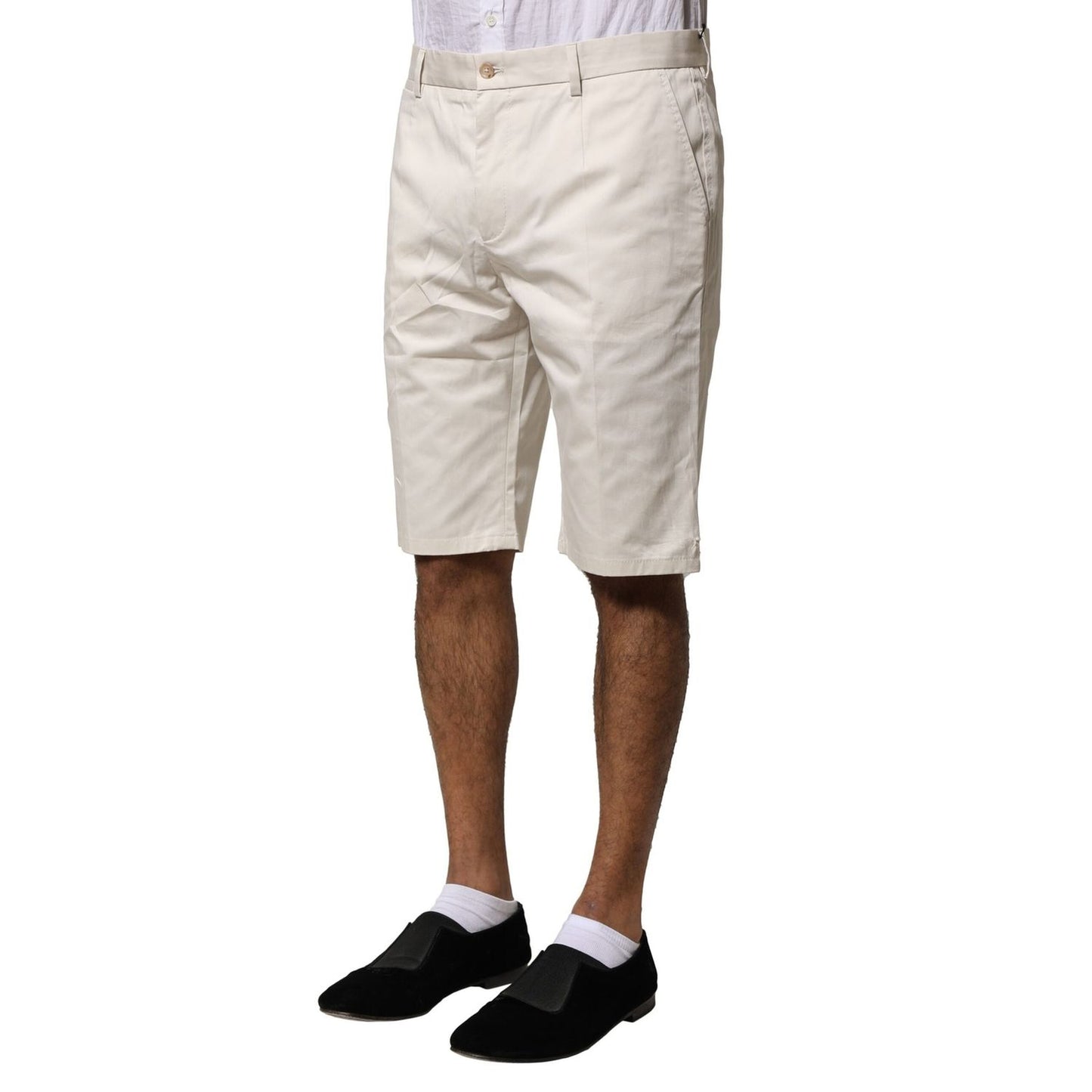 Dolce & Gabbana Beige Cotton Stretch Mid Waist Bermuda Shorts
