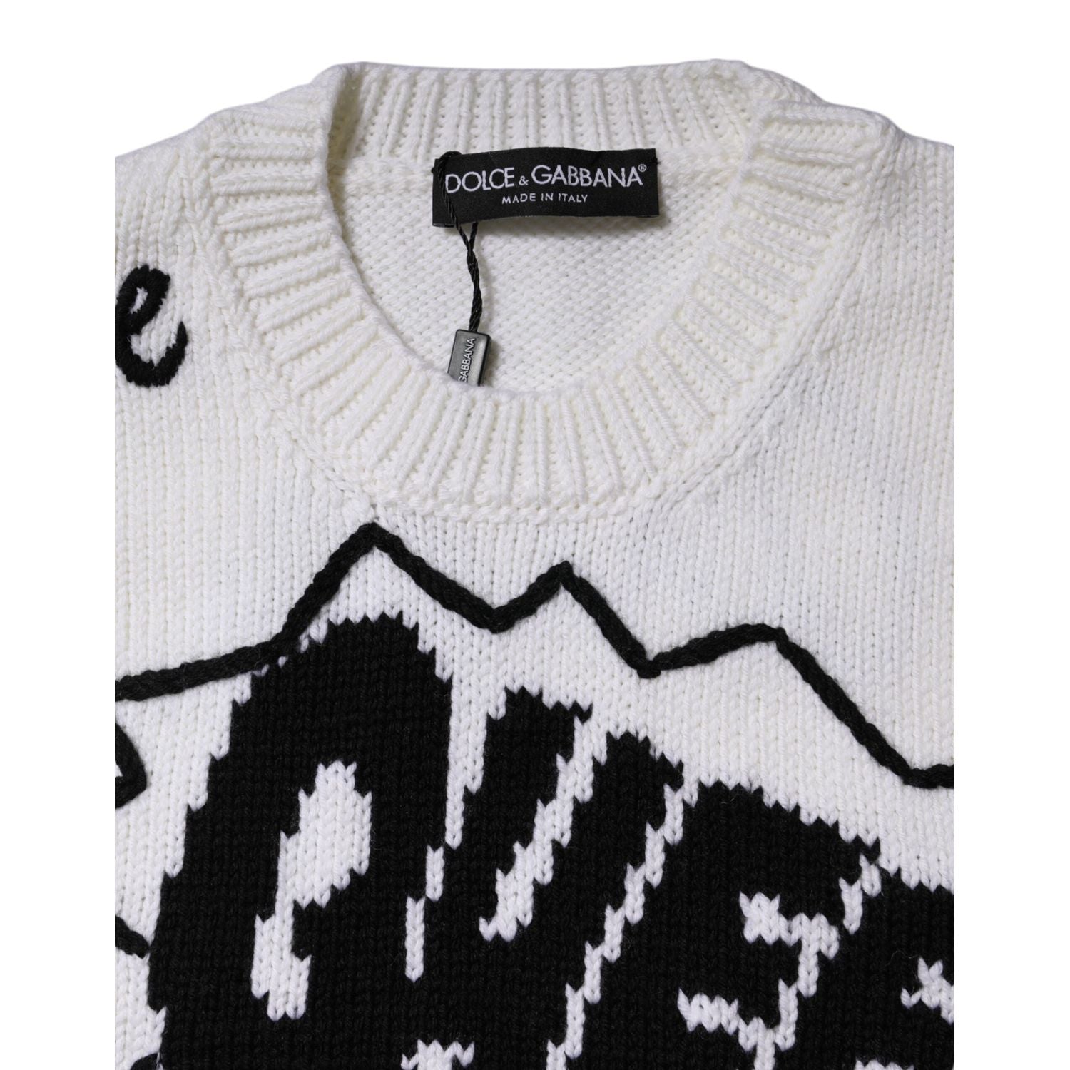 Dolce & Gabbana White Wool Knit Crew Neck Pullover Sweater