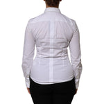 Dolce & Gabbana White Cotton Collared Long Sleeves Shirt Top