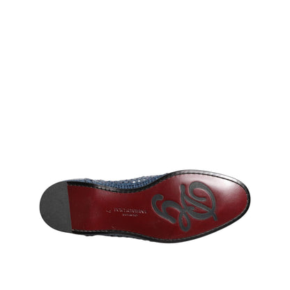 Dolce & Gabbana Blue Woven Leather Slip On Loafers Shoes