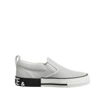 Dolce & Gabbana White Dotted Leather Slip On Men Sneakers Shoes