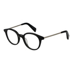 Yohji Yamamoto Black Unisex Glasses Frame, acetate full-rim cat eye style, size 47-20-140, includes branded soft case.