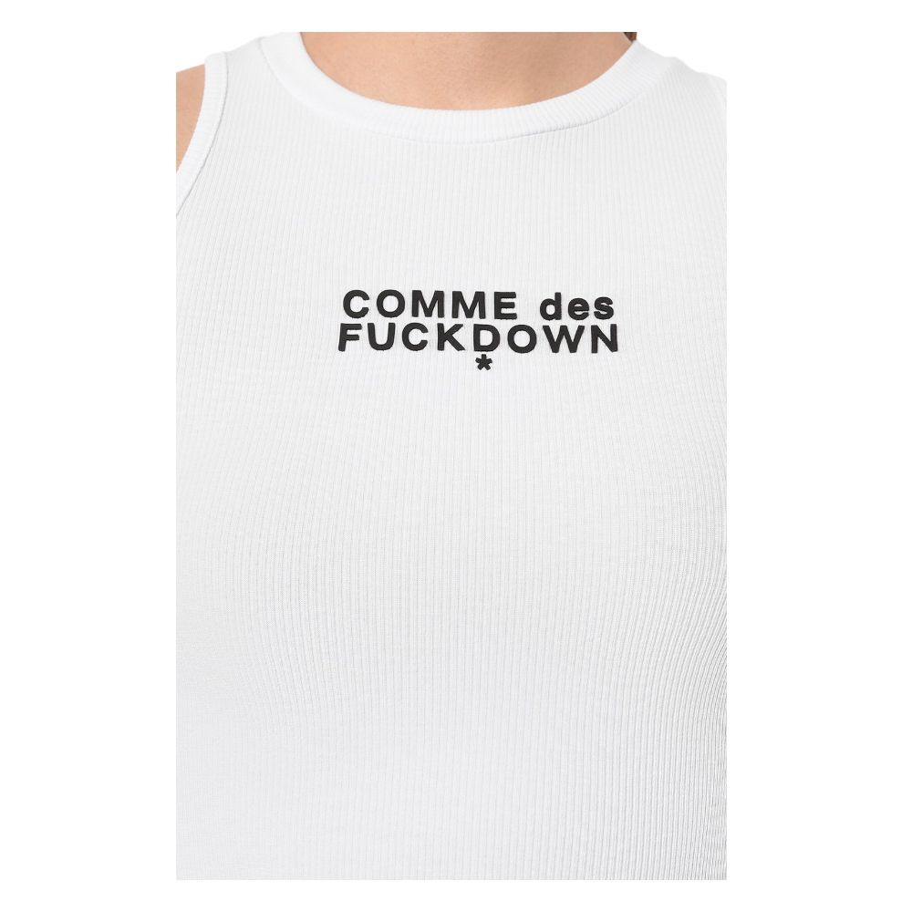 Comme Des Fuckdown White Cotton Women Cropped T-Shirt