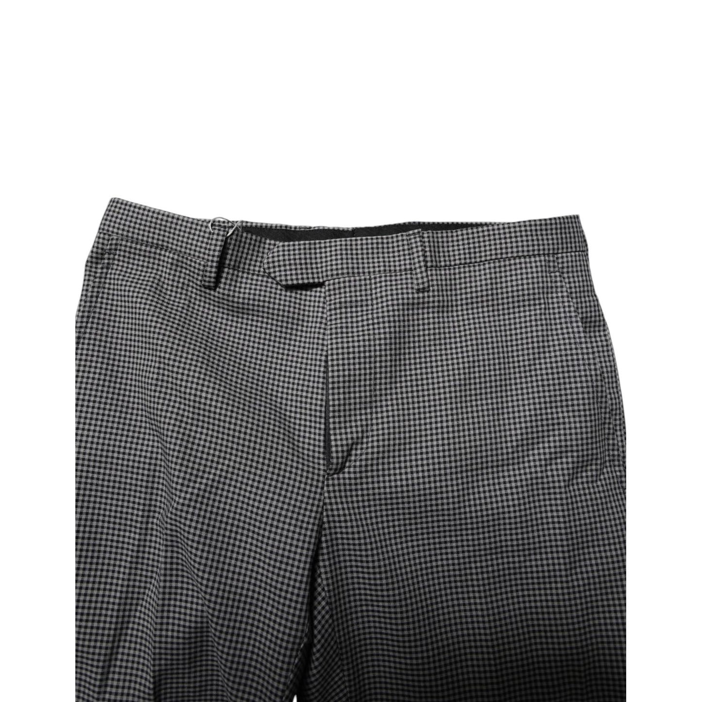 BENCIVENGA Black White Checkered Tapered Dress Pants