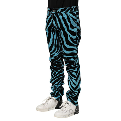 Dolce & Gabbana Blue Black Stripes Skinny Denim Jeans
