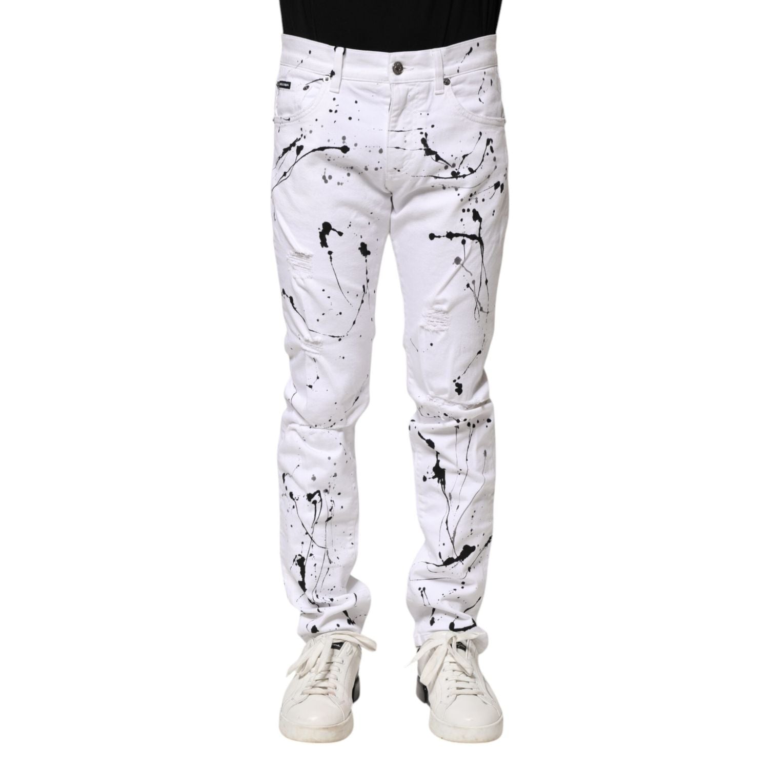 Dolce & Gabbana White ColorSplash Skinny Denim Jeans