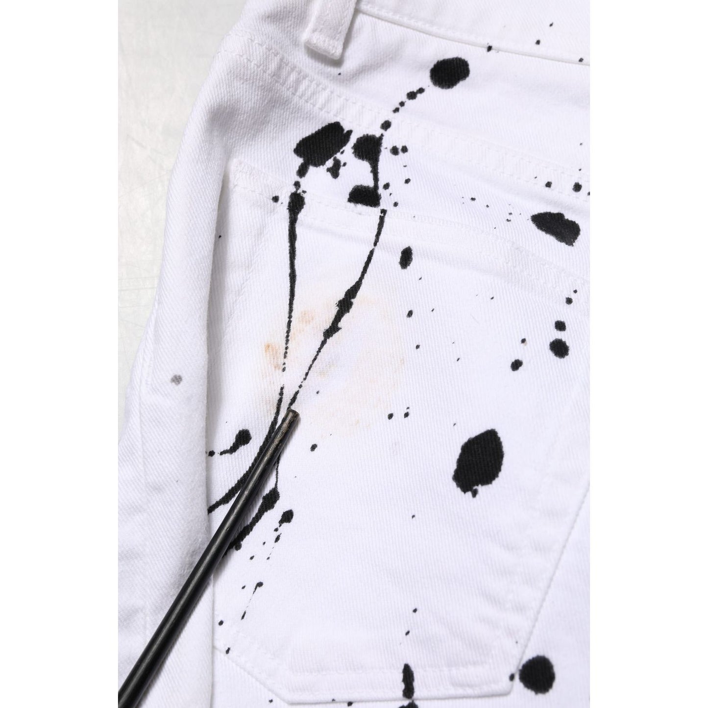 Dolce & Gabbana White ColorSplash Skinny Denim Jeans