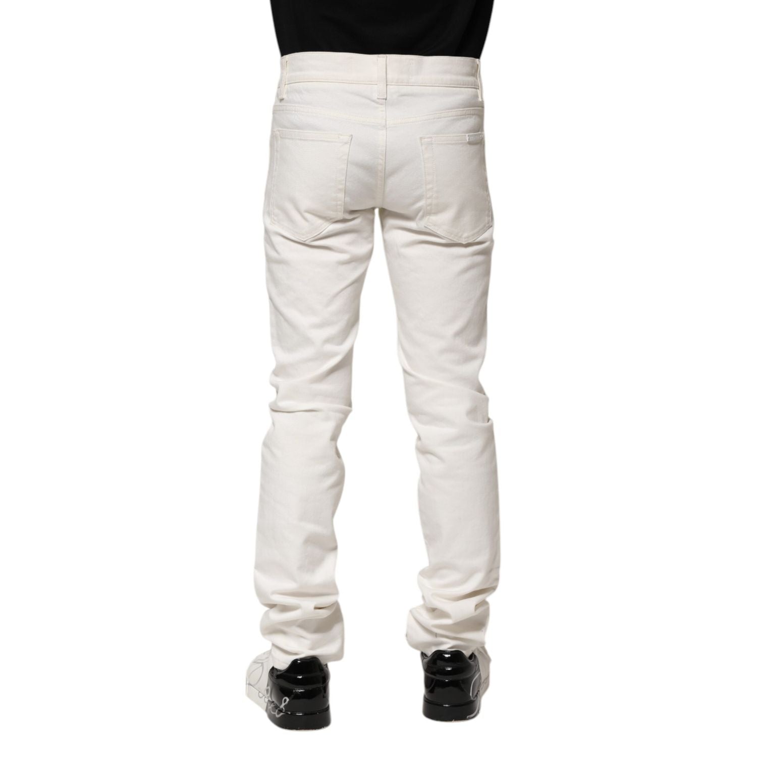 Dolce & Gabbana White Cotton Skinny Men Denim Jeans